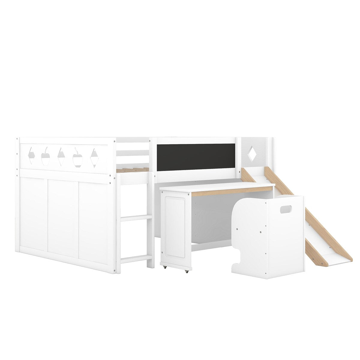 Wood Loft Bed with Slide