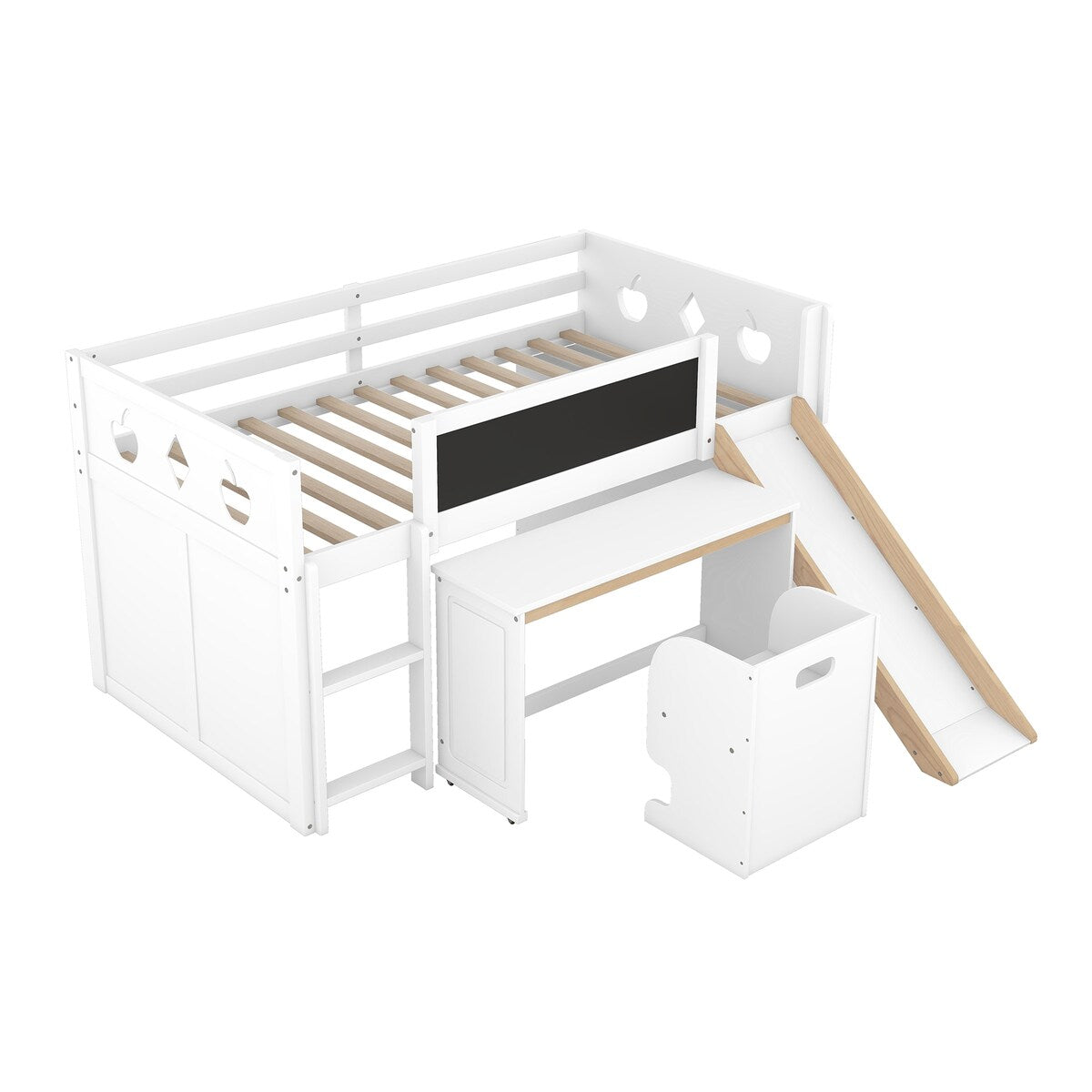 Wood Loft Bed with Slide