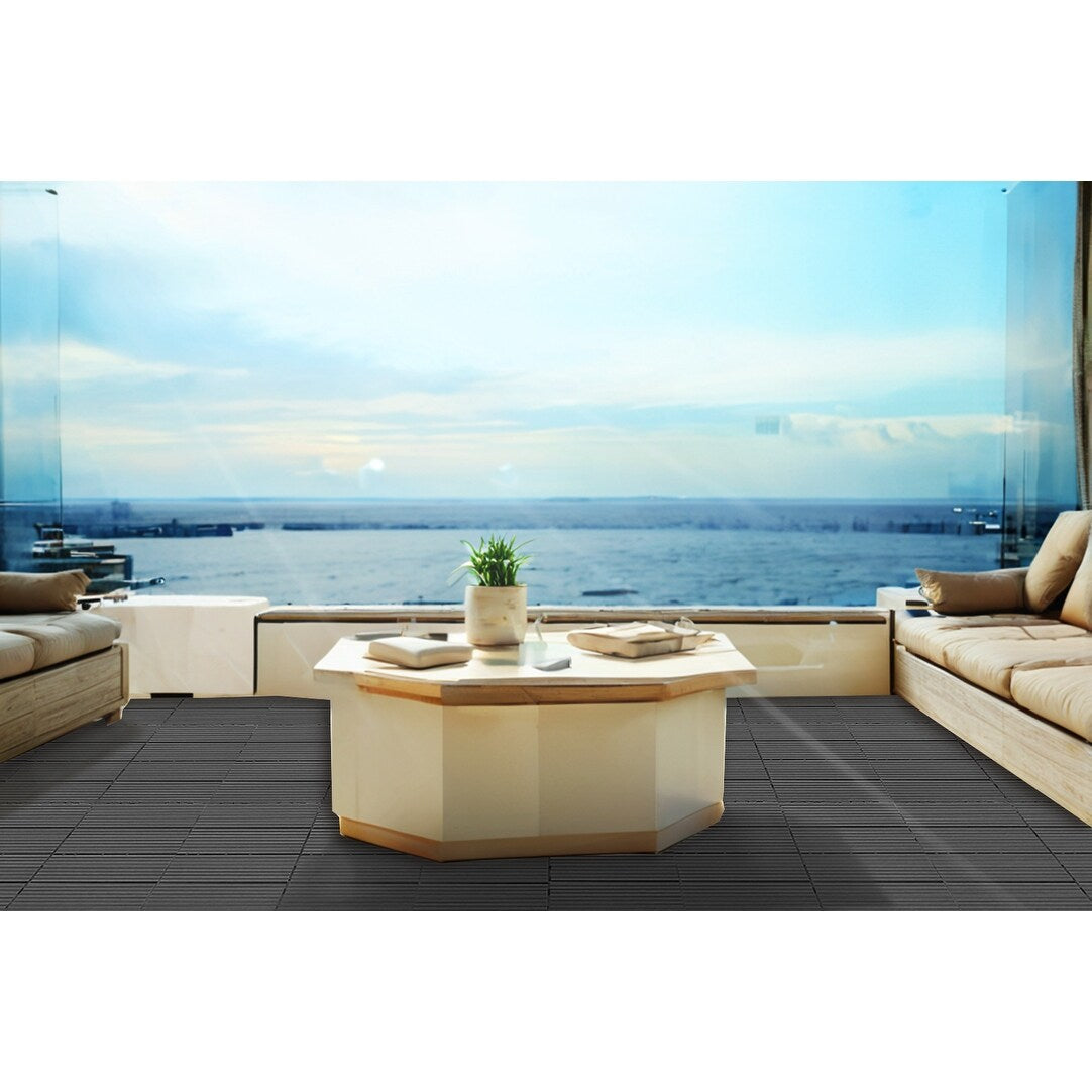 Wood Plastic Composite Deck Tiles Set of 20pcs, Composite Decking Resist Rust, Water, Weather, Easy to DIY & Maintain,12x12in