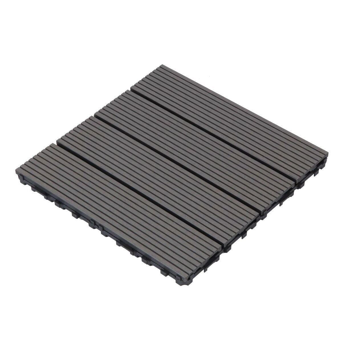 Wood Plastic Composite Deck Tiles Set of 20pcs, Composite Decking Resist Rust, Water, Weather, Easy to DIY & Maintain,12x12in