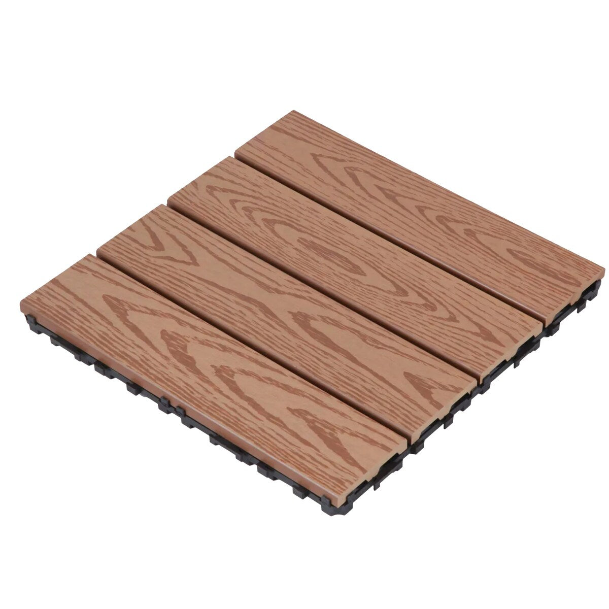 Wood Plastic Composite Deck Tiles Set of 20pcs, Composite Decking Resist Rust, Water, Weather, Easy to DIY & Maintain,12x12in