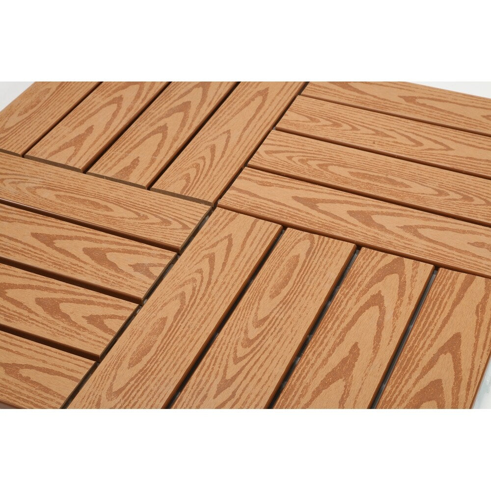 Wood Plastic Composite Deck Tiles Set of 20pcs, Composite Decking Resist Rust, Water, Weather, Easy to DIY & Maintain,12x12in