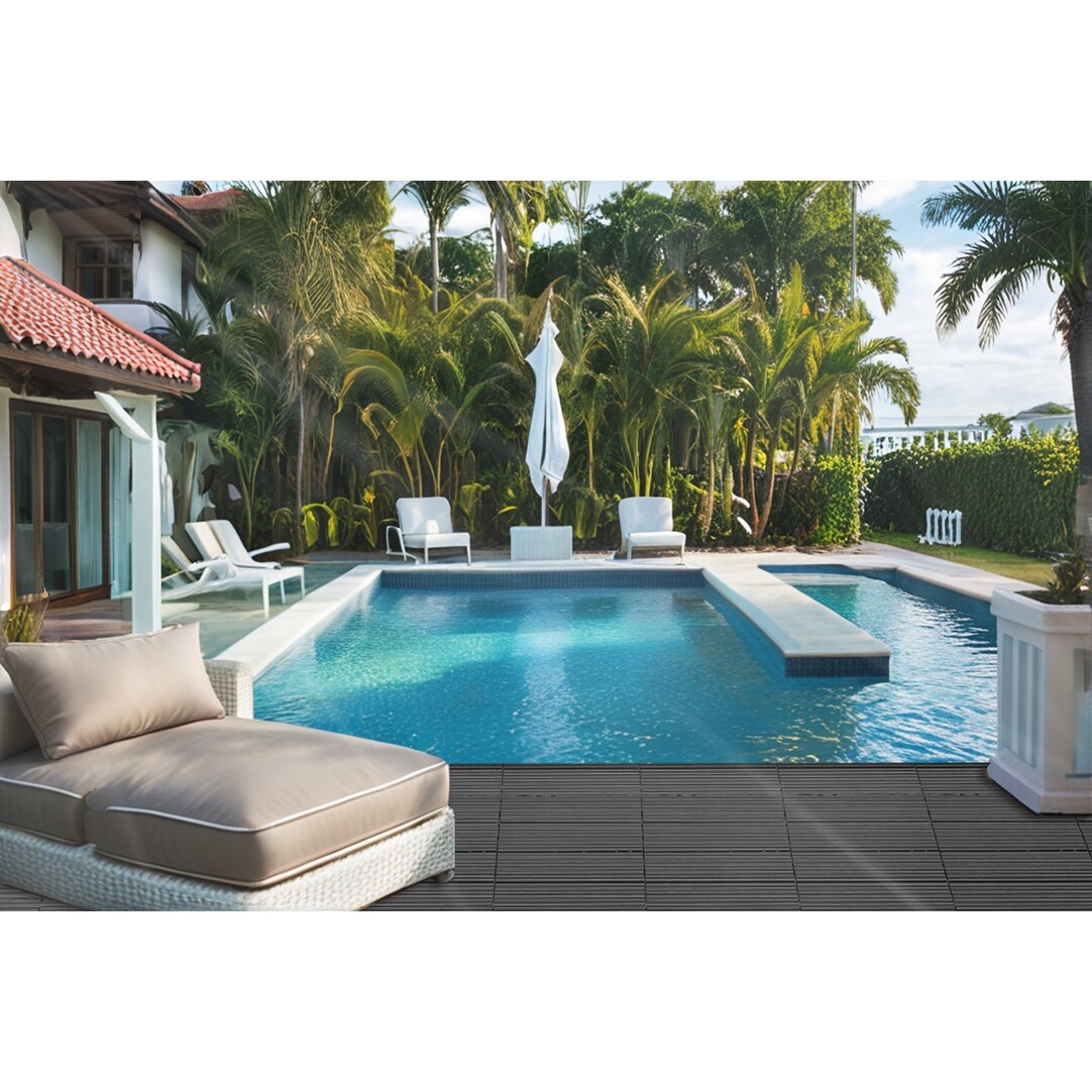 Wood Plastic Composite Deck Tiles Set of 20pcs, Composite Decking Resist Rust, Water, Weather, Easy to DIY & Maintain,12x12in
