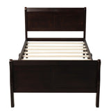Twin Wood Platform Bed Frame Mattress Foundation Sleigh Bed with Headboard/Footboard/Wood Slat Support