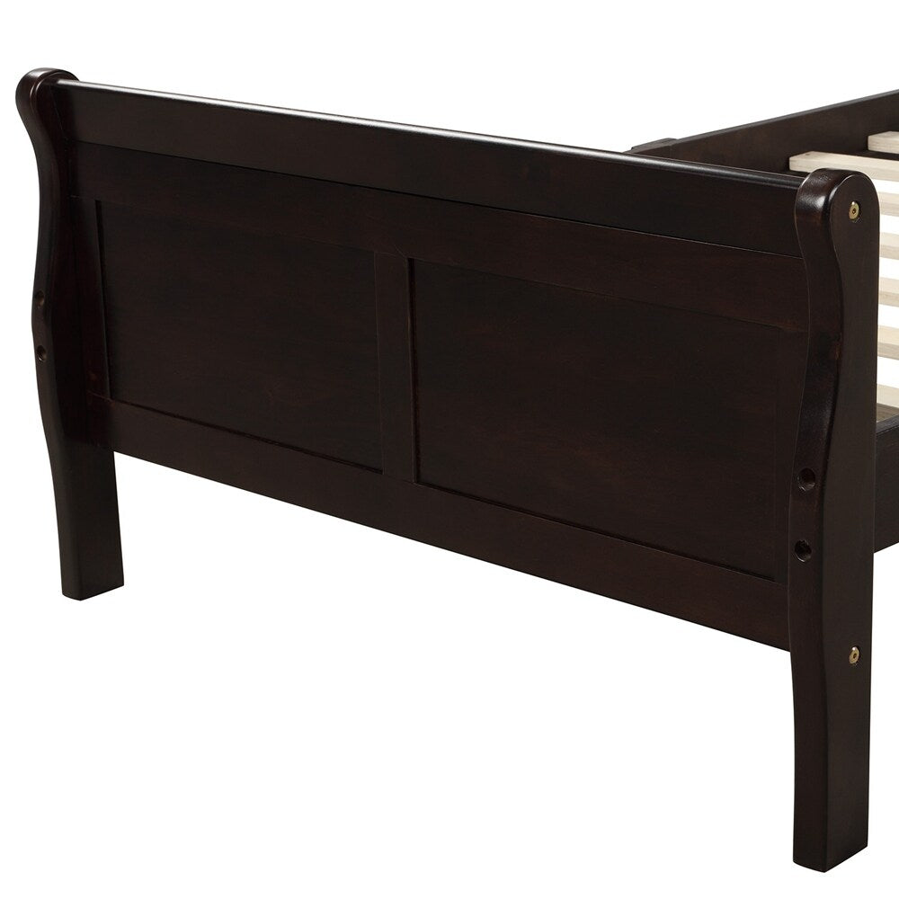 Twin Wood Platform Bed Frame Mattress Foundation Sleigh Bed with Headboard/Footboard/Wood Slat Support