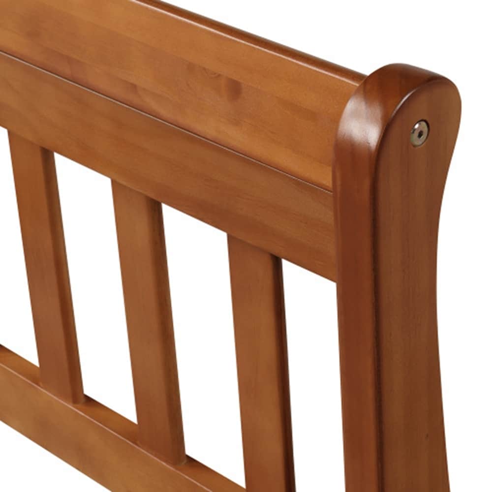 Twin Wood Platform Bed Frame Mattress Foundation Sleigh Bed with Headboard/Footboard/Wood Slat Support
