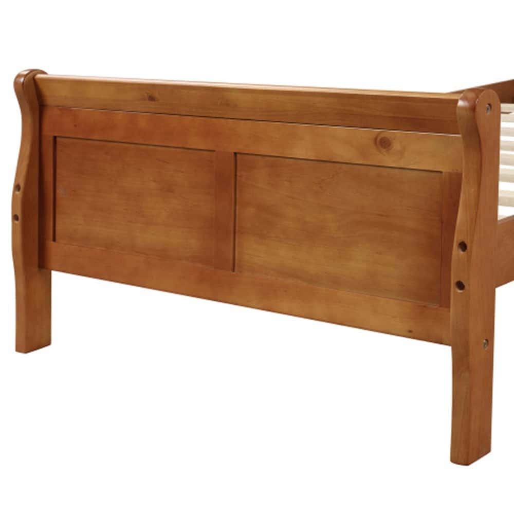 Twin Wood Platform Bed Frame Mattress Foundation Sleigh Bed with Headboard/Footboard/Wood Slat Support