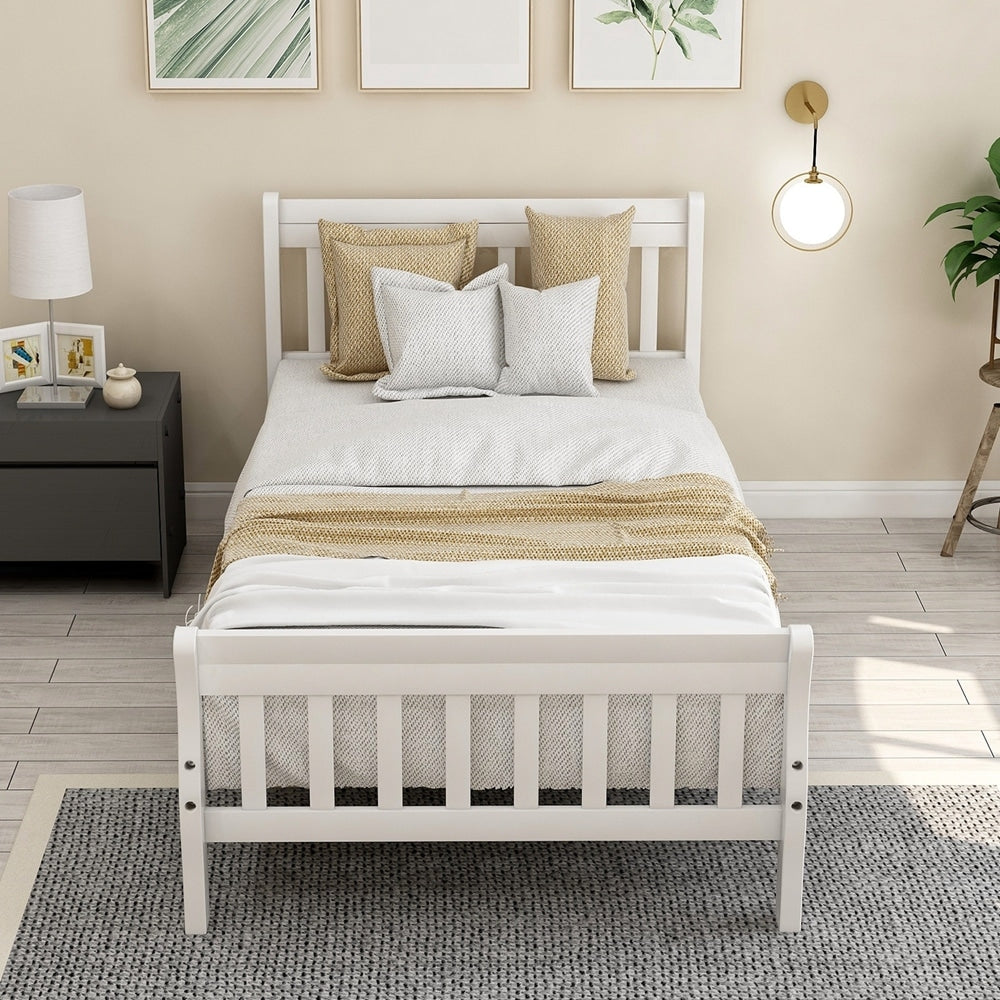 Wood Platform Bed Twin Bed Frame Panel Bed