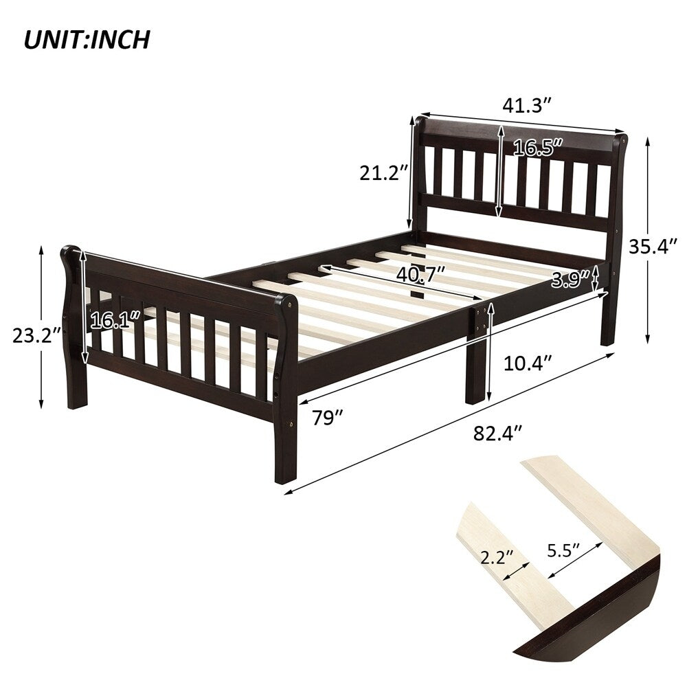 Wood Platform Bed Twin Bed Frame Panel Bed