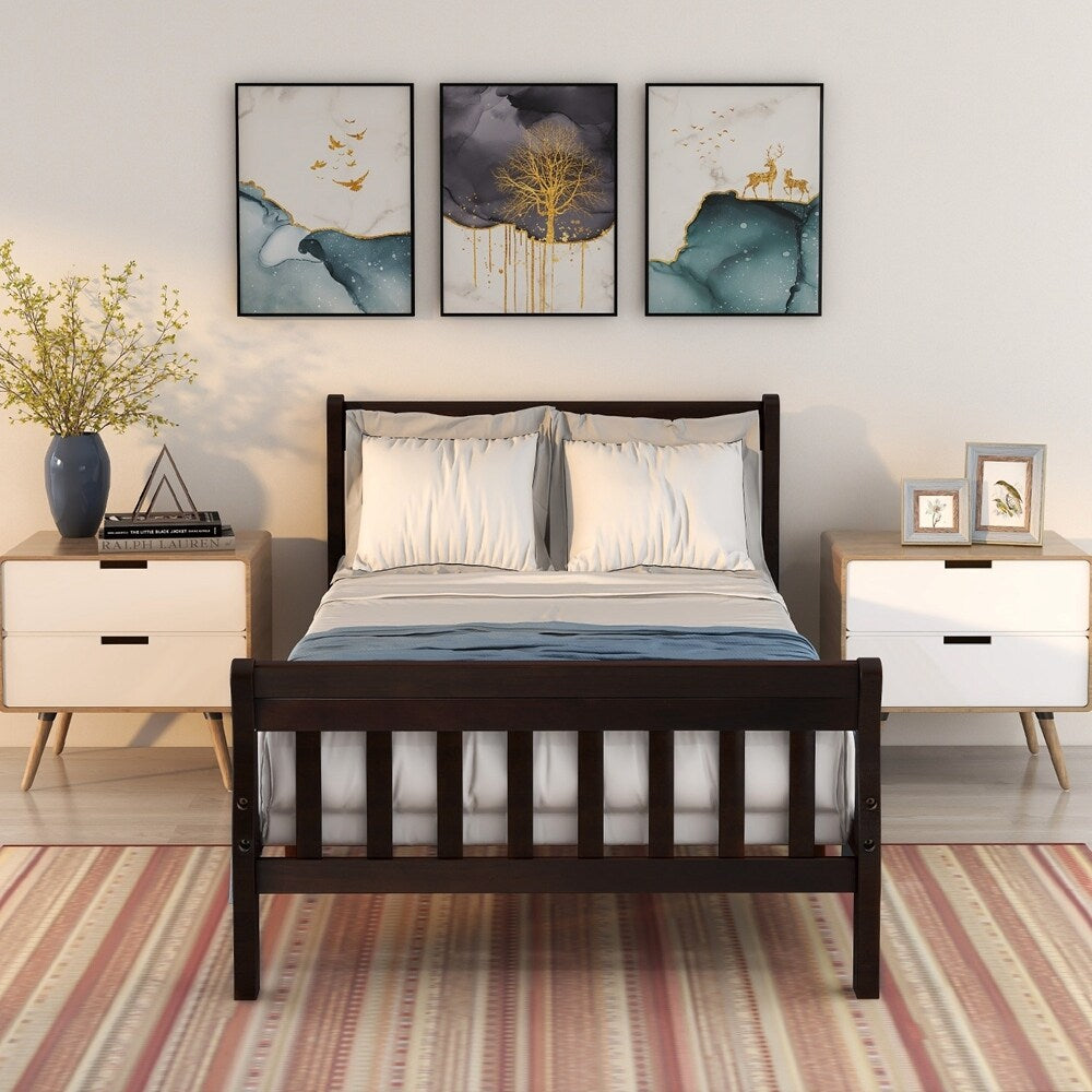 Wood Platform Bed Twin Bed Frame Panel Bed