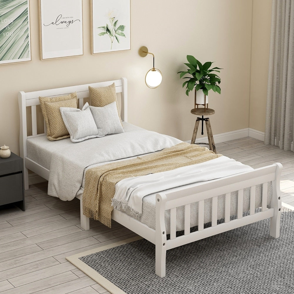 Wood Platform Bed Twin Bed Frame Panel Bed