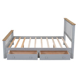 Wood Platform Bed with 2 Drawers and Wooden Slat Support