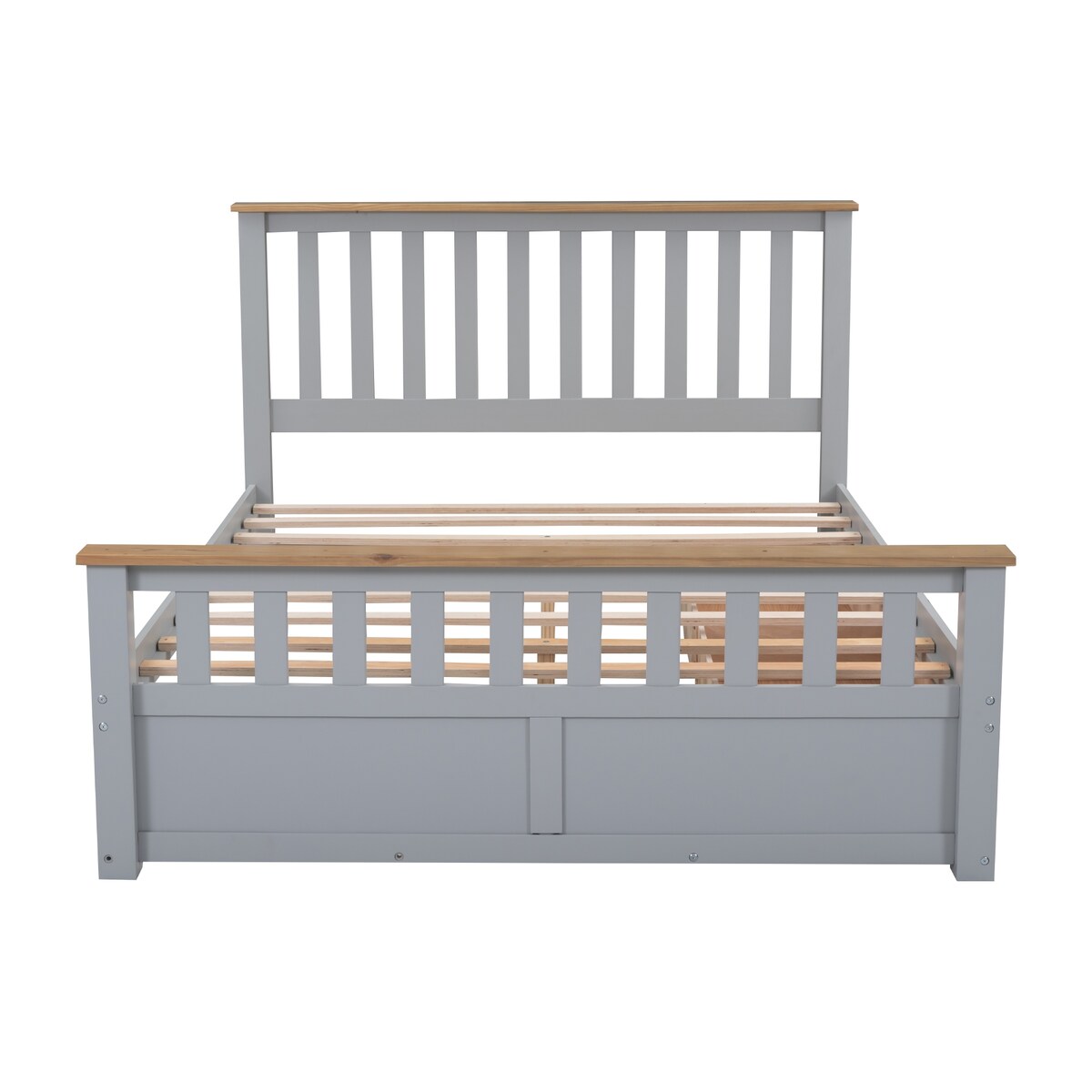 Wood Platform Bed with 2 Drawers and Wooden Slat Support
