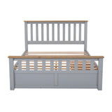 Wood Platform Bed with 2 Drawers and Wooden Slat Support