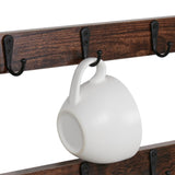 Wood Rustic Coffee Mug Holder Rack Wall Mounted Coffee Cup Shelf - 15.8 L x 5.4 W x15.9 H inch