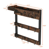 Wood Rustic Coffee Mug Holder Rack Wall Mounted Coffee Cup Shelf - 15.8 L x 5.4 W x15.9 H inch