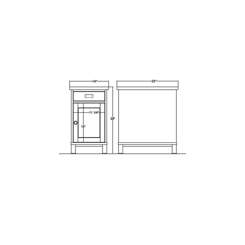 Wood Slate-top Chairside Cabinet