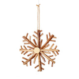Wood Snowflake 8-inch Brown Ornament