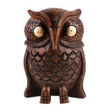 Handmade Wood Statuette, 'Owl Storyteller' (India)