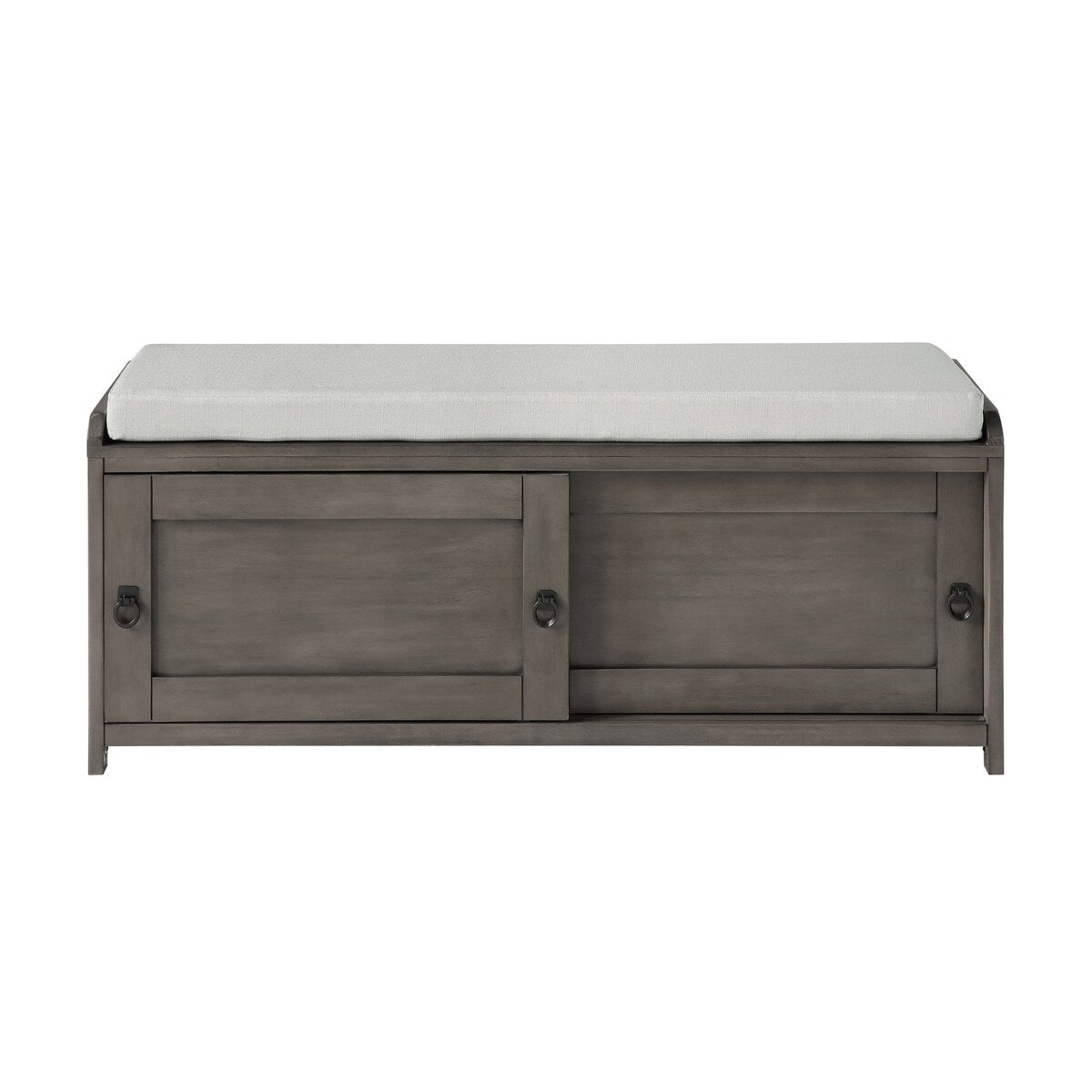 Wood Storage Bench with 2 Cabinets