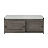 Wood Storage Bench with 2 Cabinets