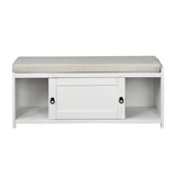 Wood Storage Bench with 2 Cabinets