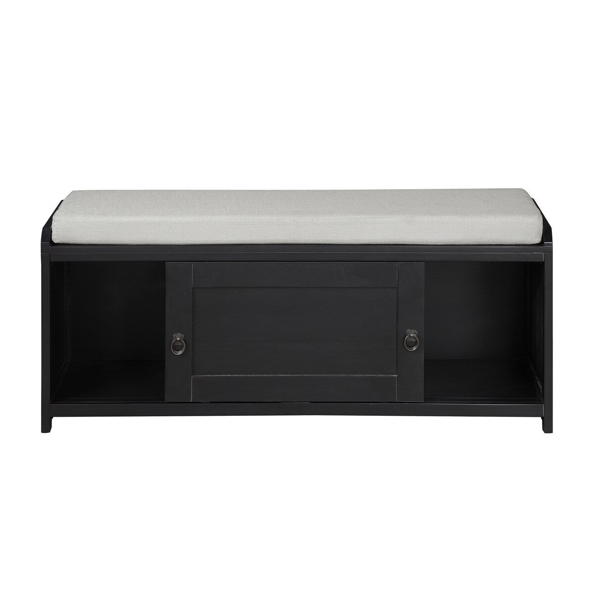 Wood Storage Bench with 2 Cabinets