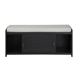Wood Storage Bench with 2 Cabinets