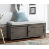 Wood Storage Bench with 2 Cabinets