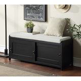 Wood Storage Bench with 2 Cabinets