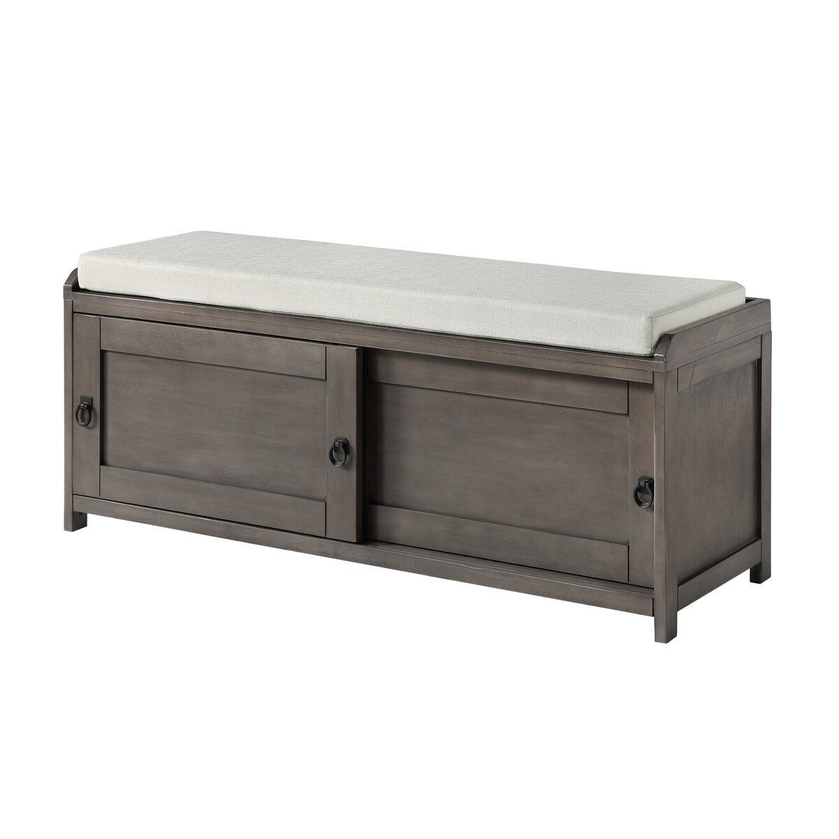 Wood Storage Bench with 2 Cabinets
