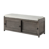 Wood Storage Bench with 2 Cabinets