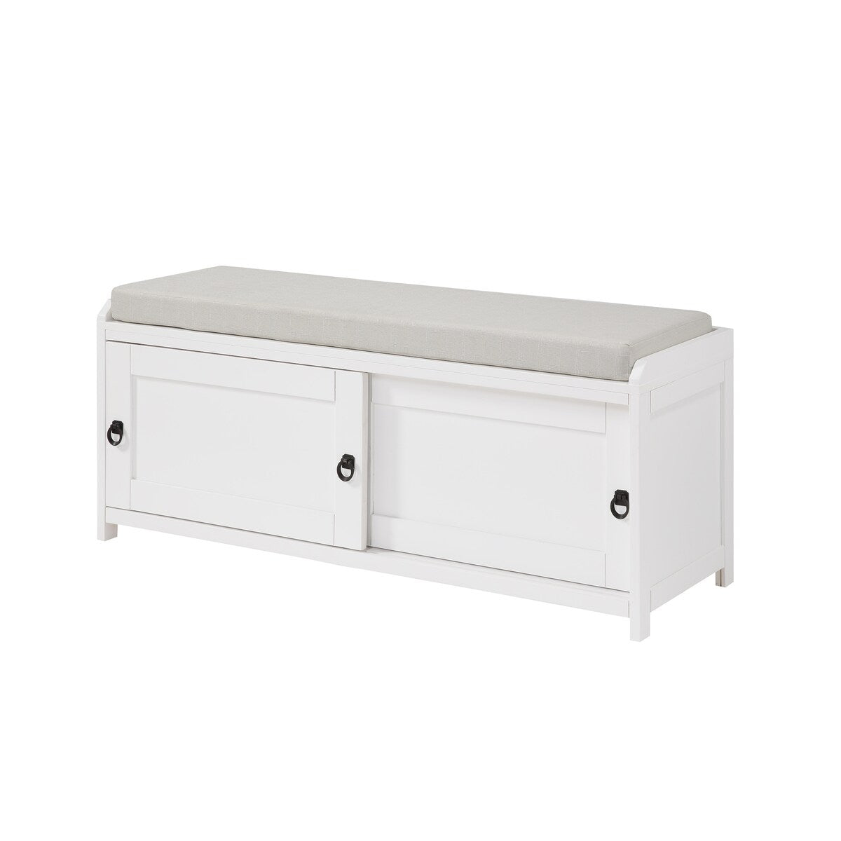 Wood Storage Bench with 2 Cabinets