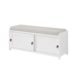 Wood Storage Bench with 2 Cabinets