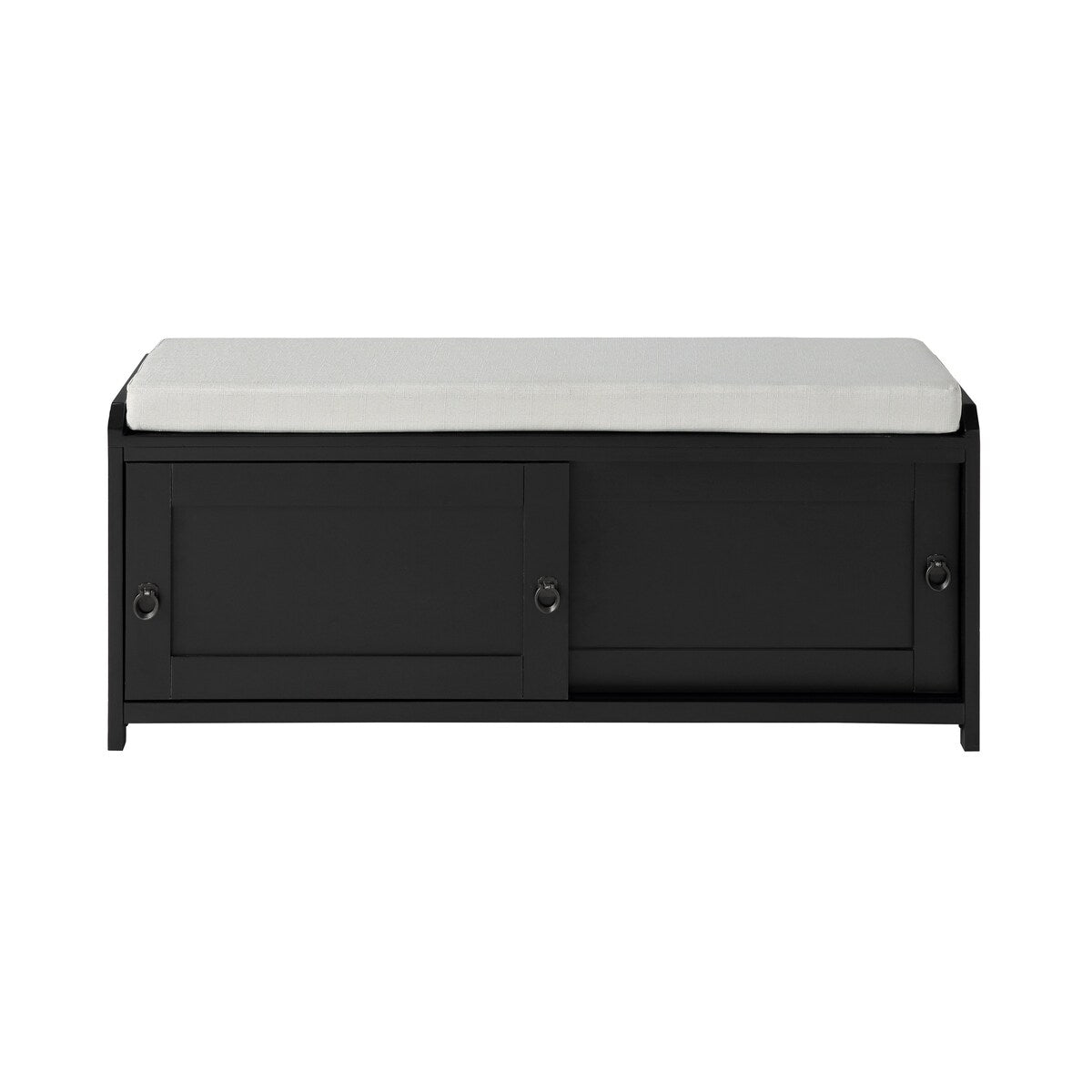 Wood Storage Bench with 2 Cabinets