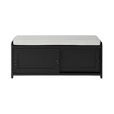 Wood Storage Bench with 2 Cabinets