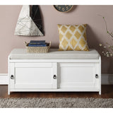 Wood Storage Bench with 2 Cabinets