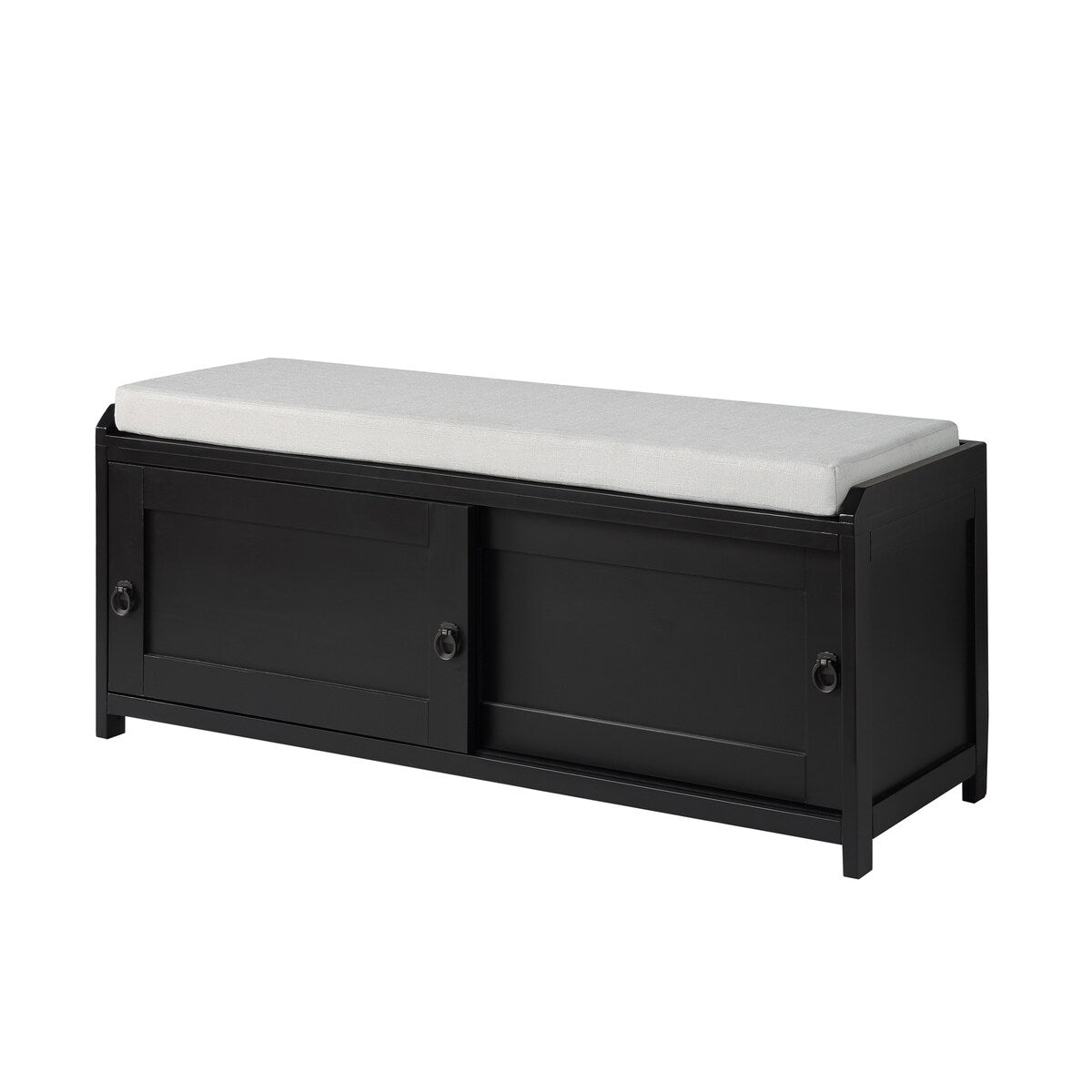 Wood Storage Bench with 2 Cabinets
