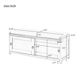 Wood Storage Bench with 2 Cabinets