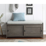 Wood Storage Bench with 2 Cabinets