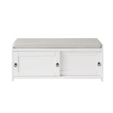Wood Storage Bench with 2 Cabinets