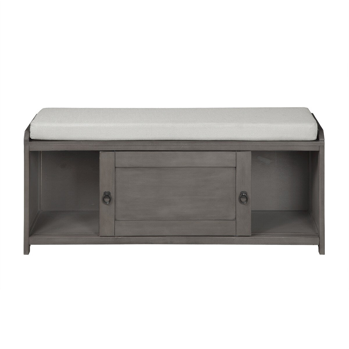 Wood Storage Bench with 2 Cabinets