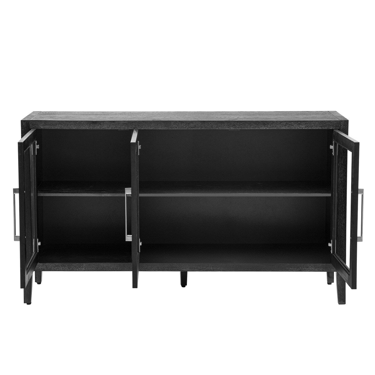 Wood Storage Cabinet with 3 tempered Glass Doors and Adjustable Shelf