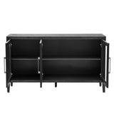 Wood Storage Cabinet with 3 tempered Glass Doors and Adjustable Shelf