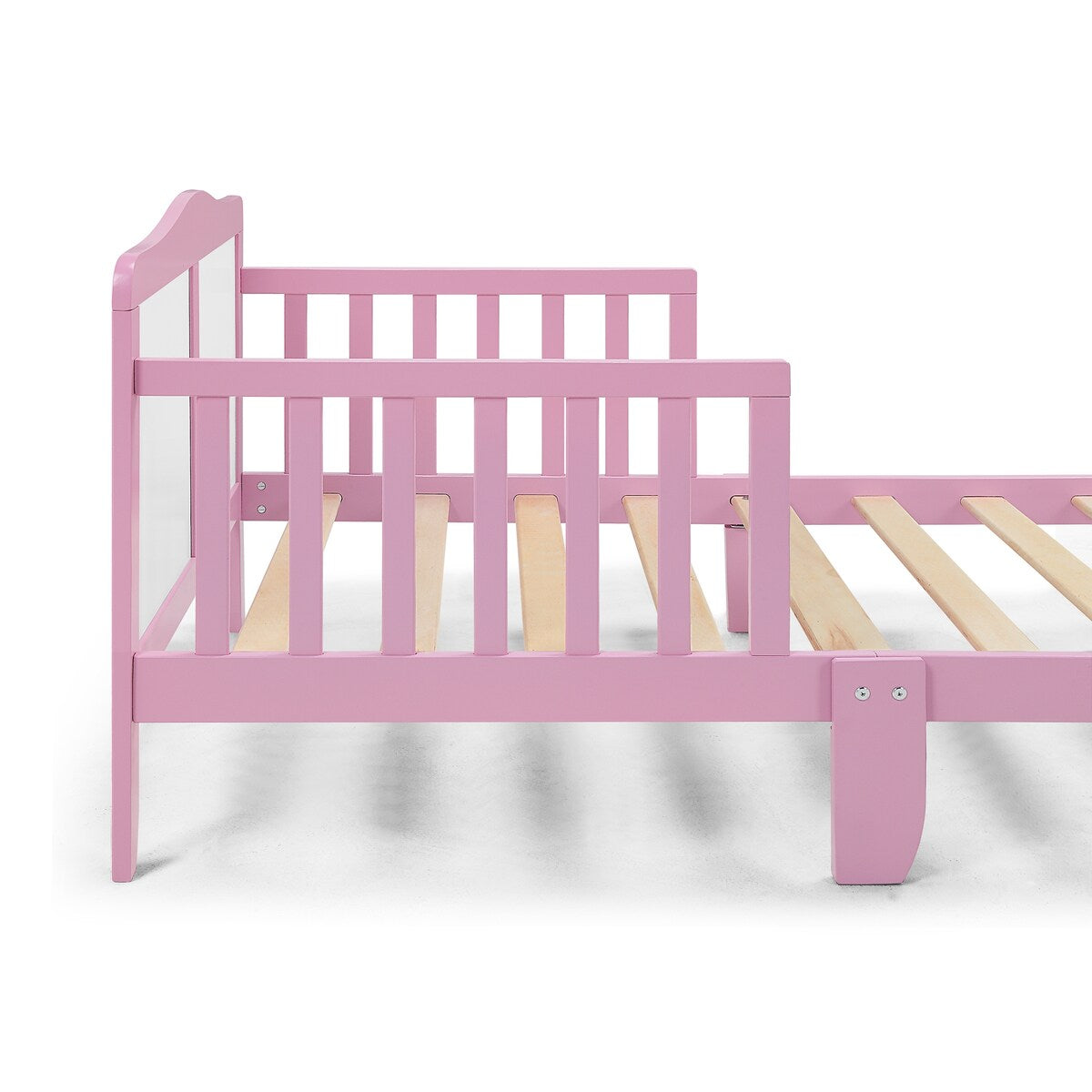 Wood Toddler Bed with Dual Side Guardrails