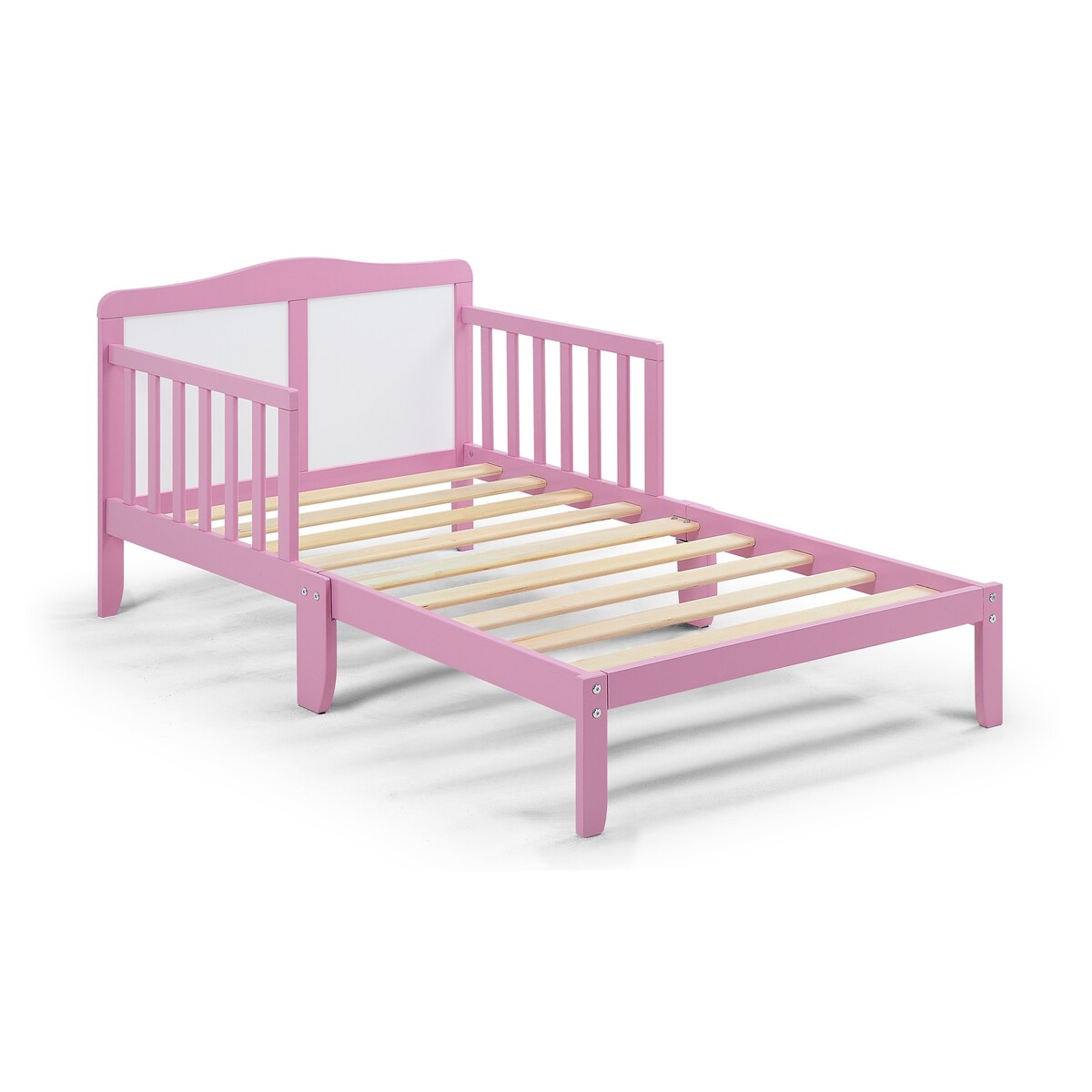 Wood Toddler Bed with Dual Side Guardrails