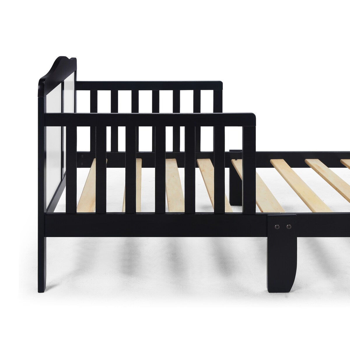 Wood Toddler Bed with Dual Side Guardrails