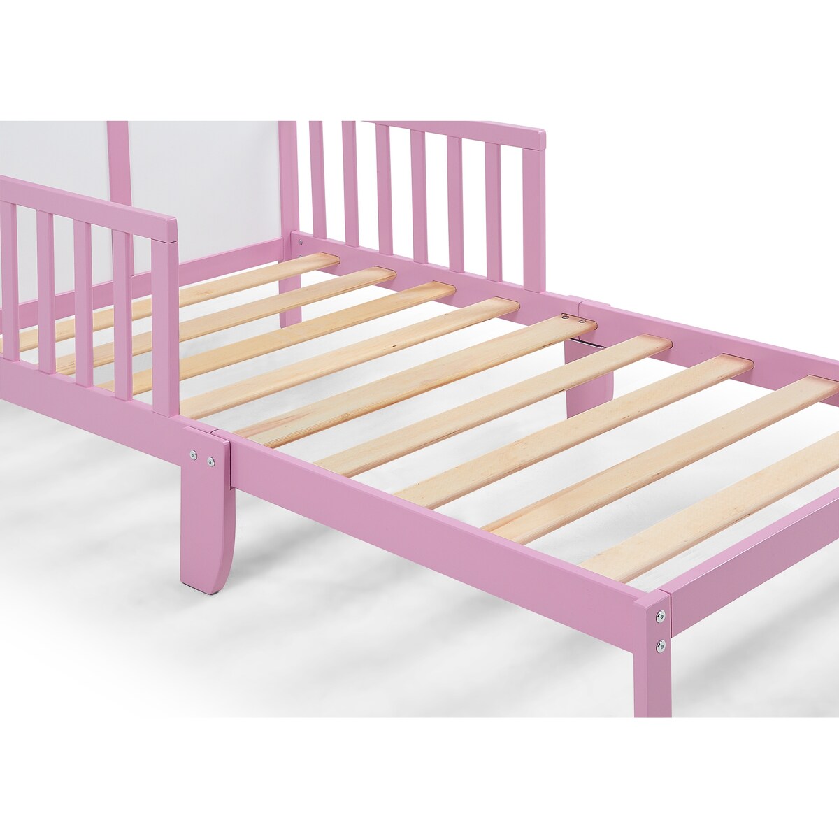 Wood Toddler Bed with Dual Side Guardrails