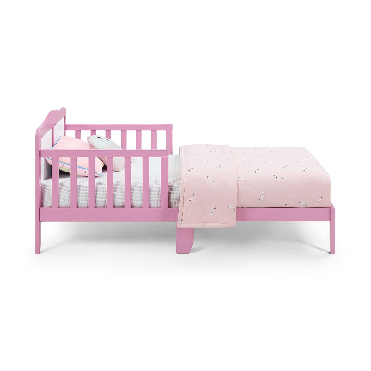 Wood Toddler Bed with Dual Side Guardrails