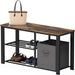 Wood Top Shoe Storage Bench for Entryway, Rustic Brown